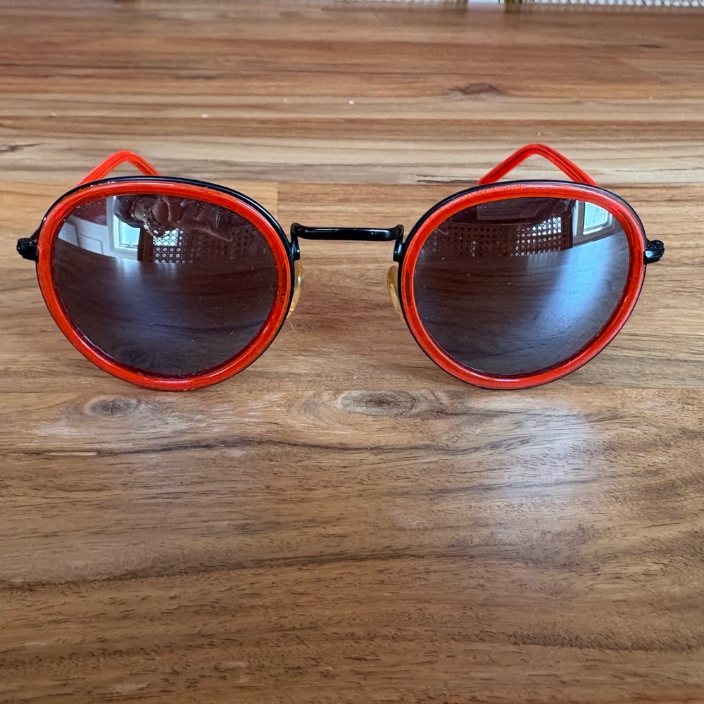 Opening Ceremony Aviator Red and Black Round Sunglasses